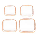 4pcs Durable PVC Cosmetic Bags Easy to Clean Multiple Sizes and Colours 9 Shades - 4pcs-Peach-Powder