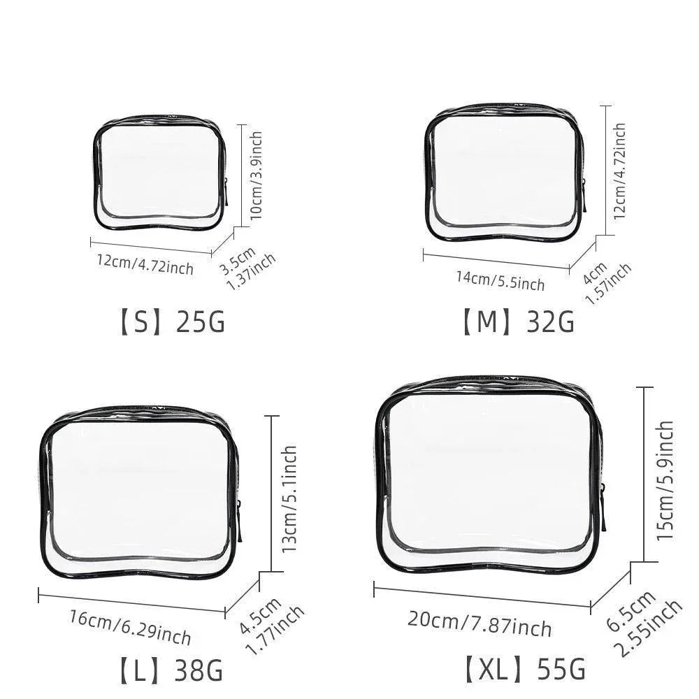 4pcs Durable PVC Cosmetic Bags Easy to Clean Multiple Sizes and Colours 9 Shades - 4pcs-Peach-Powder