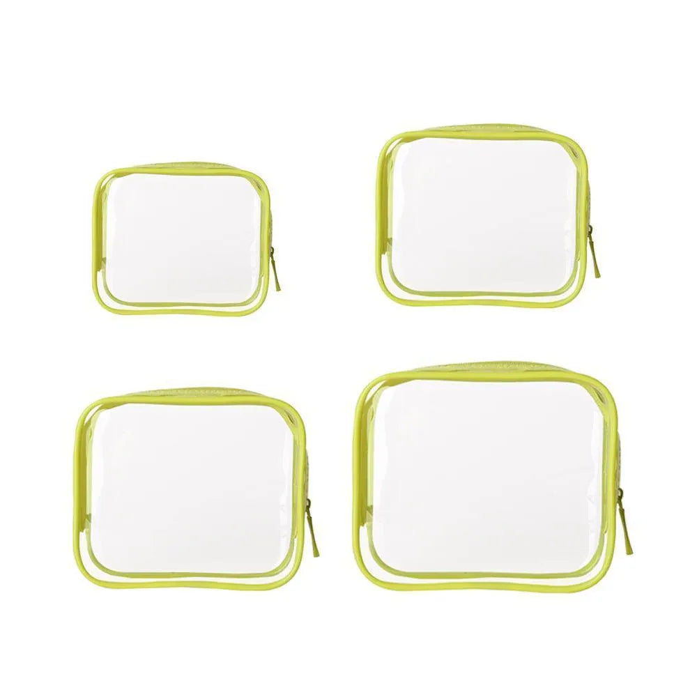 4pcs Durable PVC Cosmetic Bags Easy to Clean Multiple Sizes and Colours 9 Shades - 4pcs-Yellow