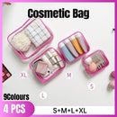 4pcs Durable PVC Cosmetic Bags Easy to Clean Multiple Sizes and Colours 9 Shades - 4pcs-Yellow