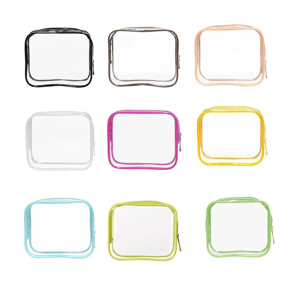 4pcs Durable PVC Cosmetic Bags Easy to Clean Multiple Sizes and Colours 9 Shades - 4pcs-Yellow