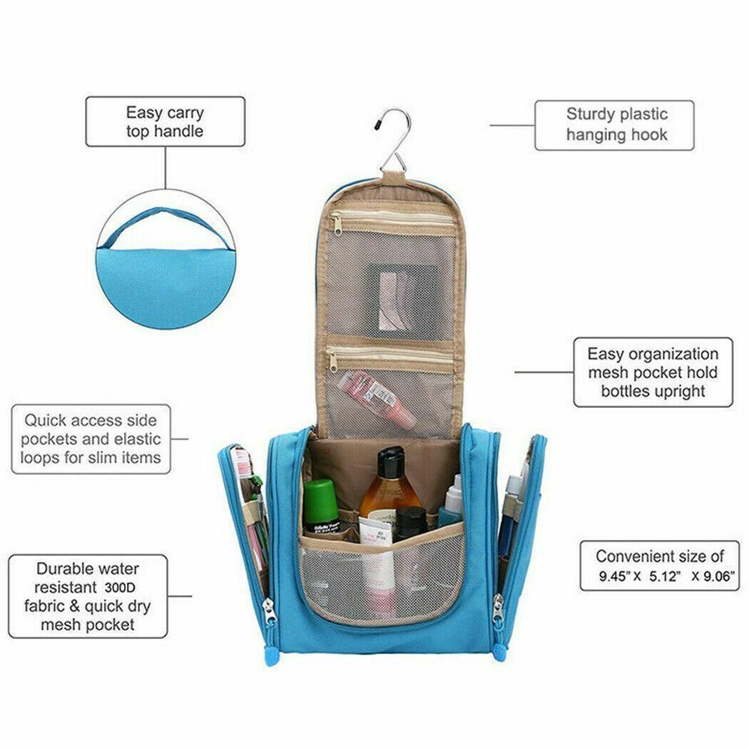 Makeup Bag Hanging Travel Toiletry Cosmetic Organizer Wash Bag Waterproof - Green