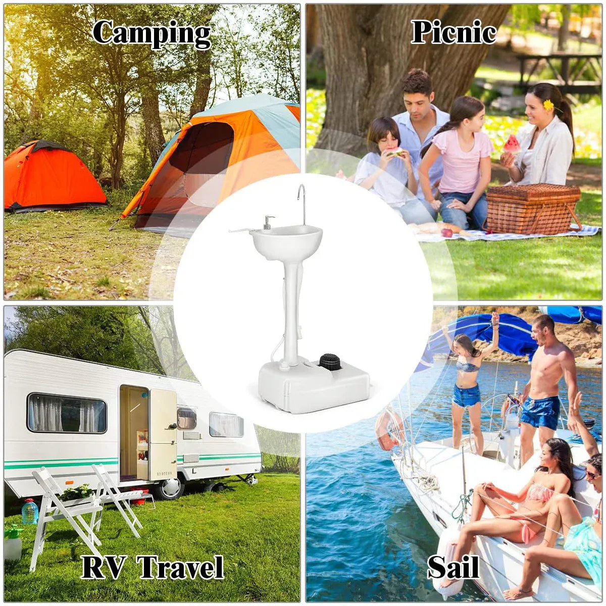 Mobile Portable Outdoor Washbasing for Camping Picnics RV Trips Yard Activities