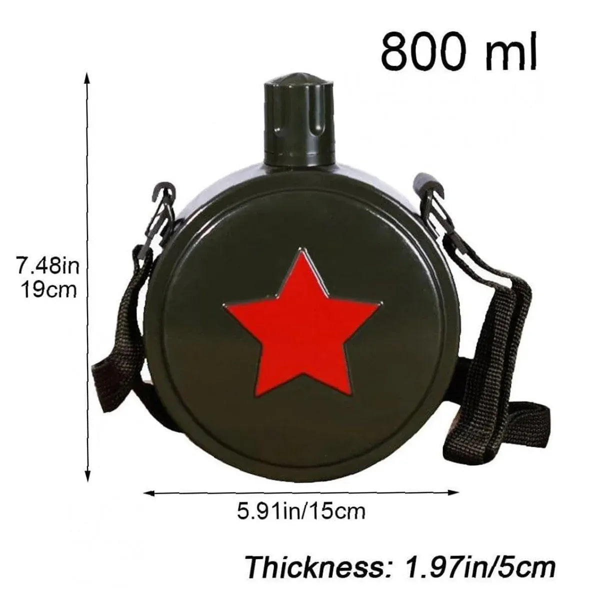 Outdoor Red Five Star Water Bottle Portable Camping Hiking Travel Water Bottle