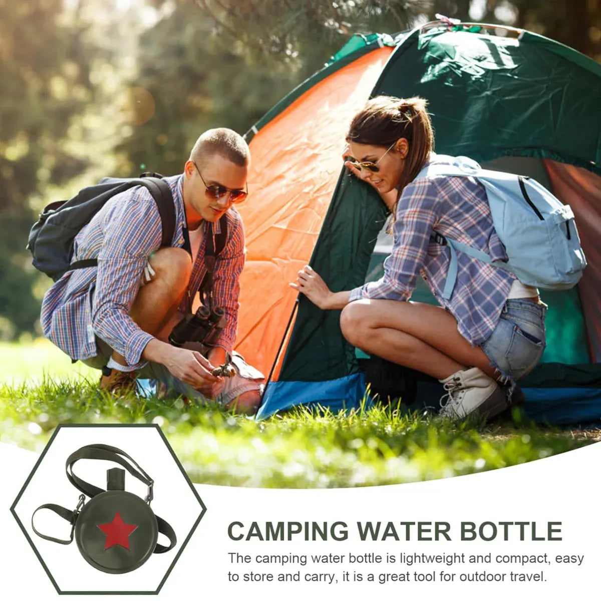 Outdoor Red Five Star Water Bottle Portable Camping Hiking Travel Water Bottle