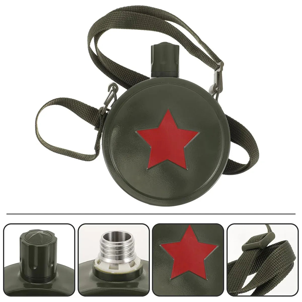 Outdoor Red Five Star Water Bottle Portable Camping Hiking Travel Water Bottle