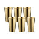Stainless Steel Cup Set 6pcs Gold 400ml Curled Lip 304 Cold Drink Pint