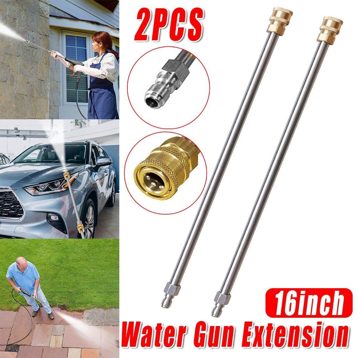 2pcs High Pressure Washer Extension Rod Stainless Steel Power Spray Tool