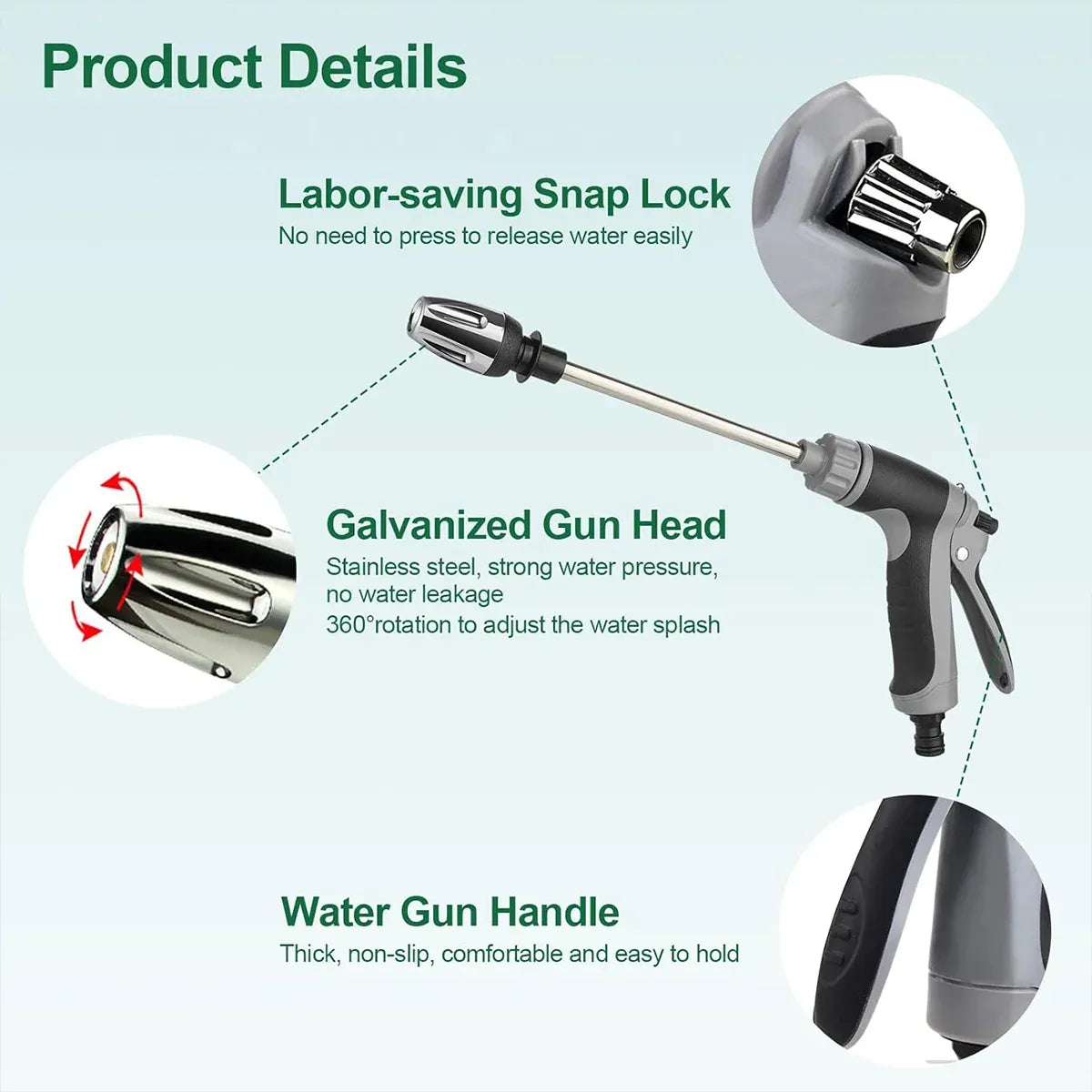 High Pressure Long Pole Water Spray Nozzle Household Car Wash Cleaning Sprayer - Car Wash Sprayer Set