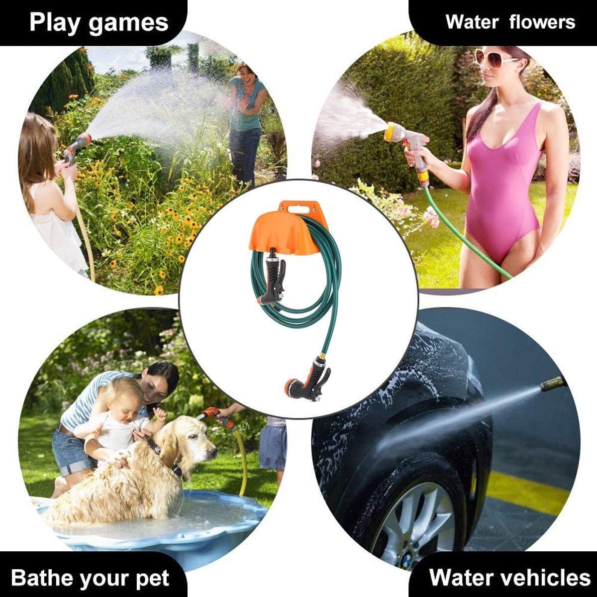 3pcs Wall Mounted Hose Holder Rack Plastic Garden Hose Storage Rack Organizer - Black
