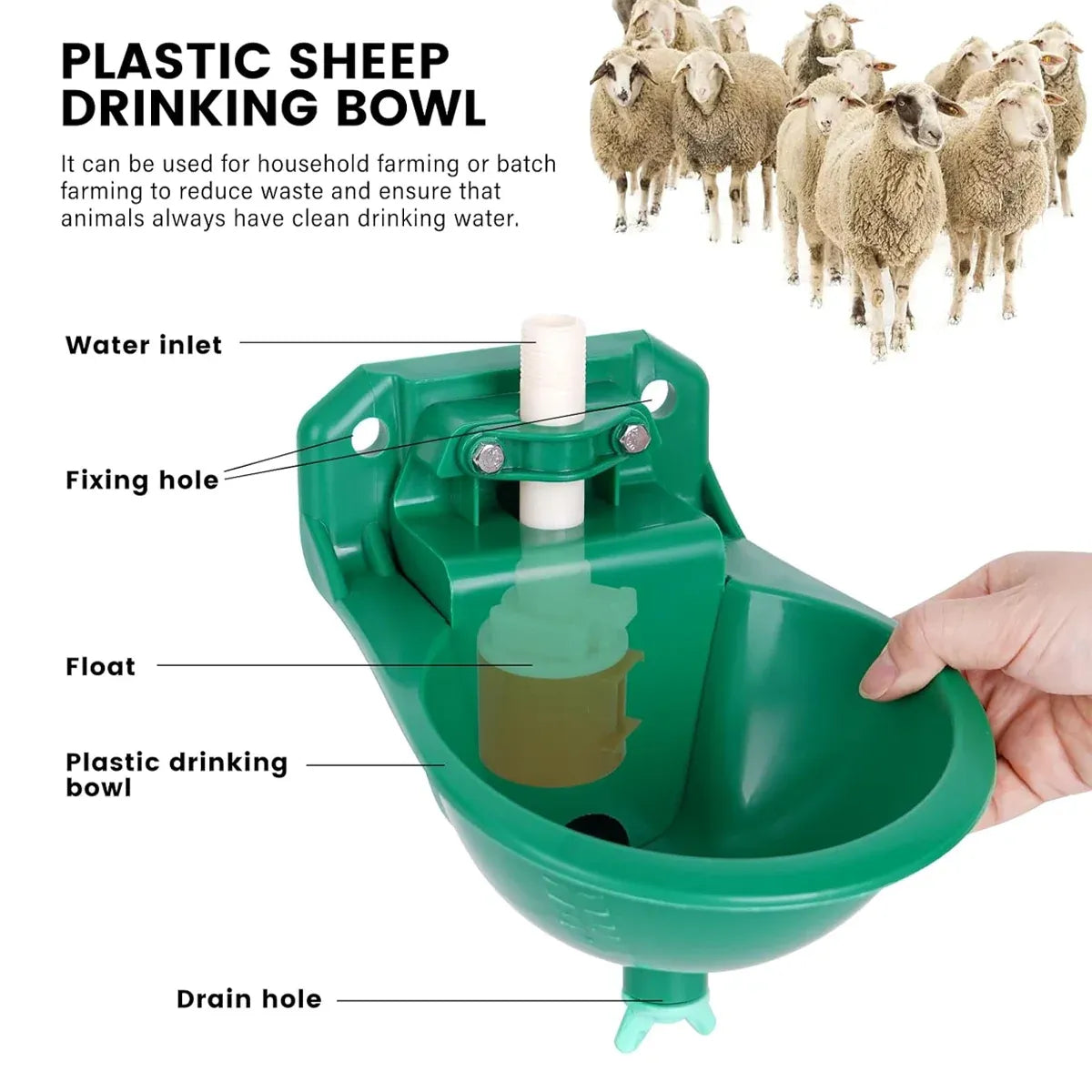 Plastic Automatic Water Drinker Waterer Bowl For Goat Sheep Pig Piglet Livestock