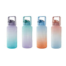 2L Large Water Bottle Straw Time Gradient Cup Fitness Jugs Sport Gym Training - Pink