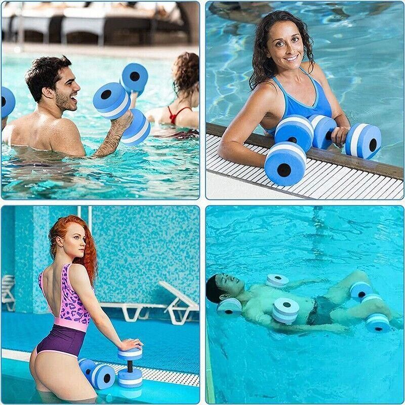 Water Dumbbell Aquatic Exercise Dumbell Water Aerobics Workouts Barbell - Grey-Pink