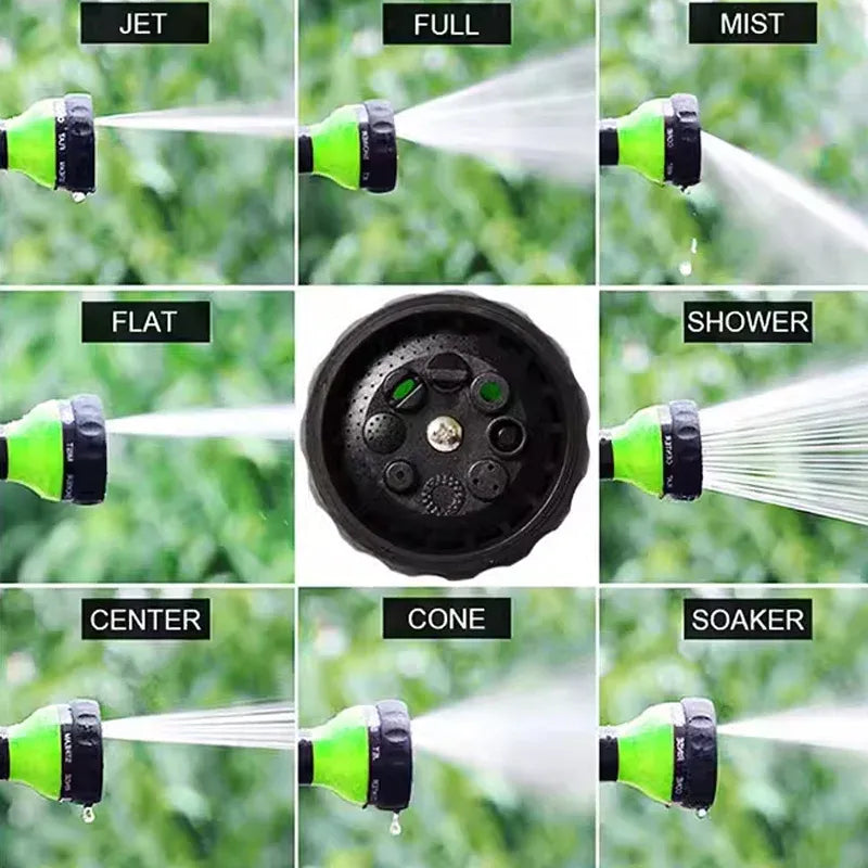 Washing Nozzle Plant Pet Hose 8-Mode Garden Car Water Foam Sprayer Soap Dispenser - Yellow