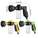 Washing Nozzle Plant Pet Hose 8-Mode Garden Car Water Foam Sprayer Soap Dispenser - Black
