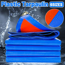 Waterproof Plastic Tarp Cover Heavy Duty Ground Sheet Rainproof Dustproof Blue - 2x2m