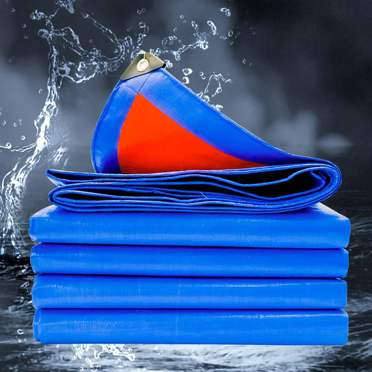 Waterproof Plastic Tarp Cover Heavy Duty Ground Sheet Rainproof Dustproof Blue - 2x2m