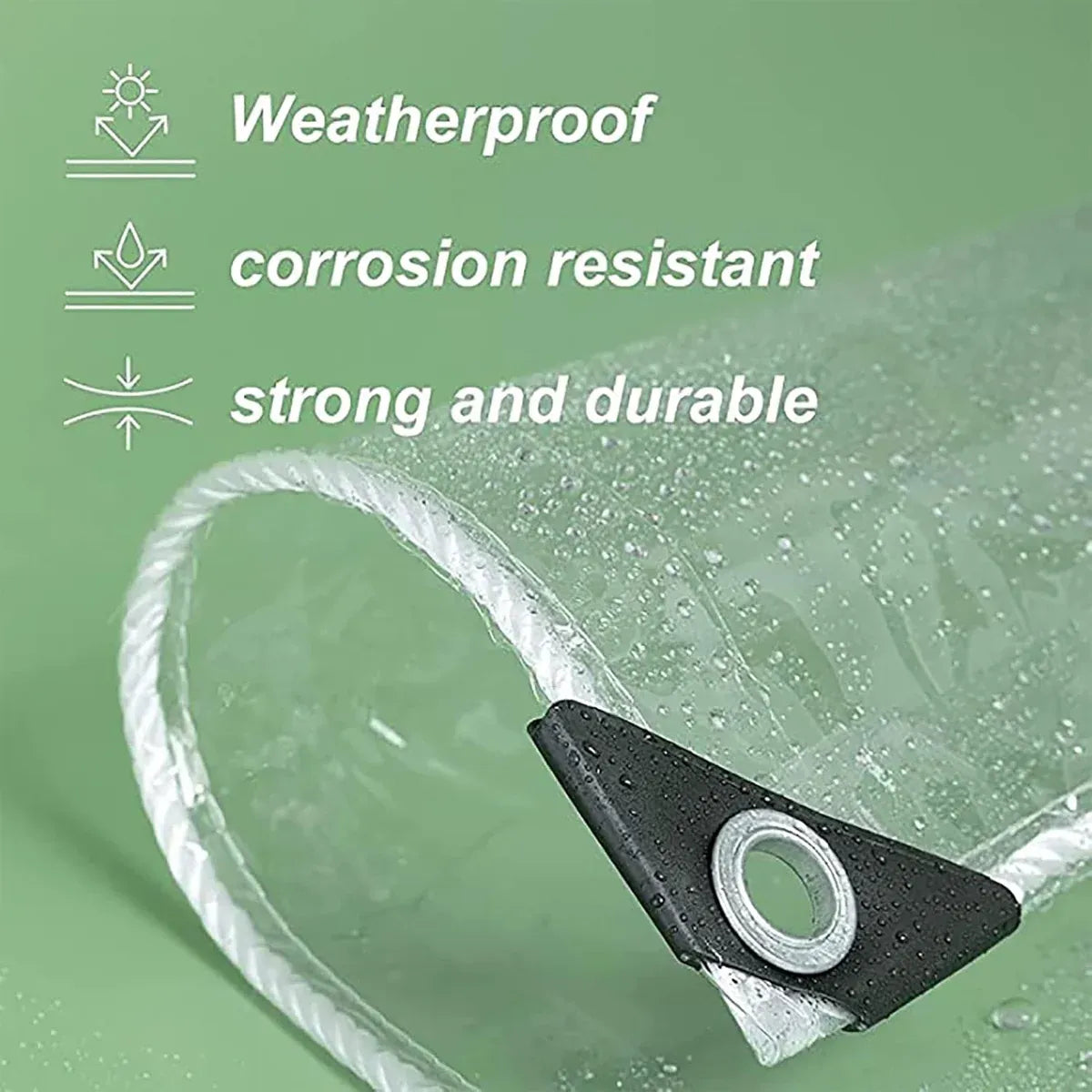 Clear PVC Tarpaulin Tarp With Grommets Heavy Duty Waterproof Patio Ground Cover