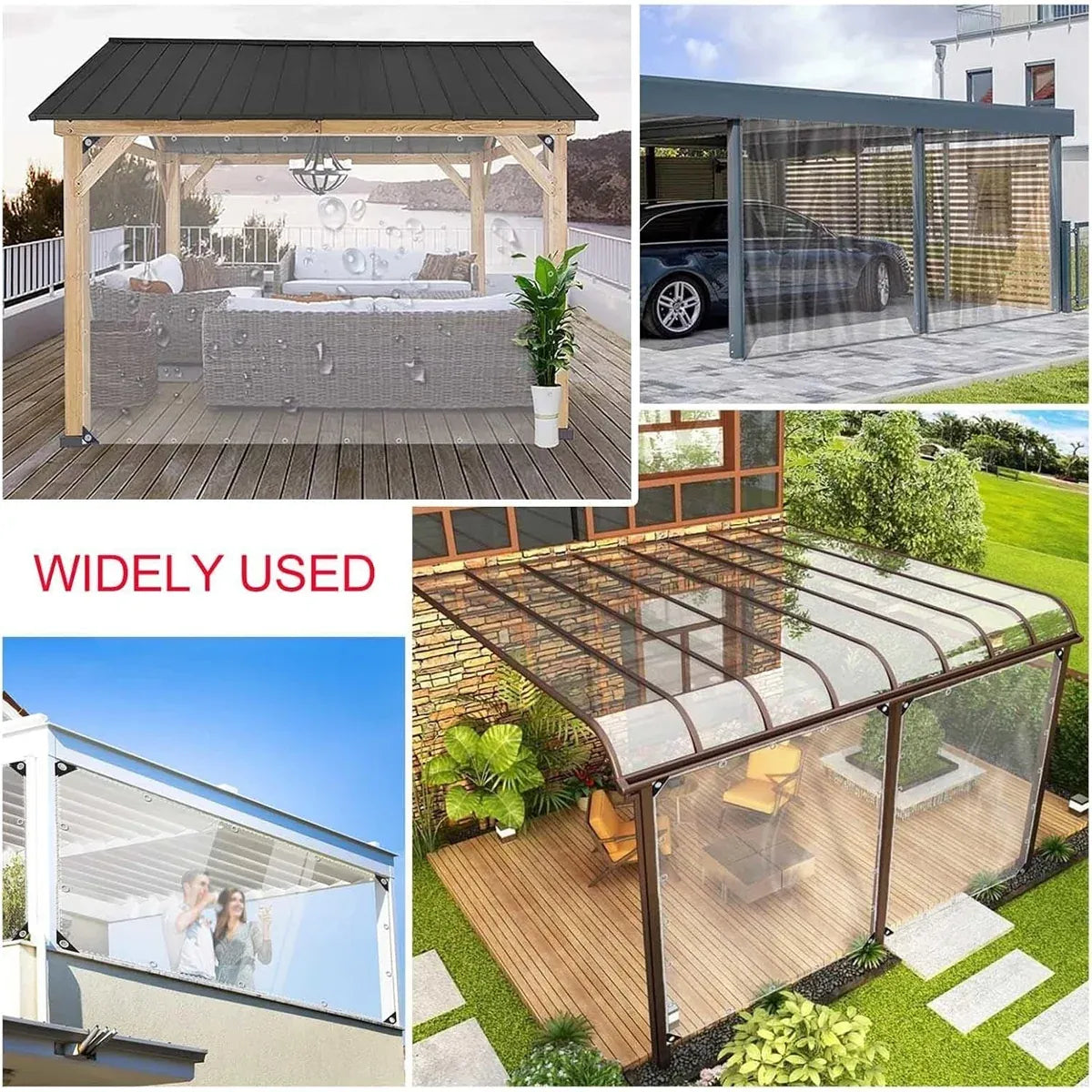 Clear PVC Tarpaulin Tarp With Grommets Heavy Duty Waterproof Patio Ground Cover
