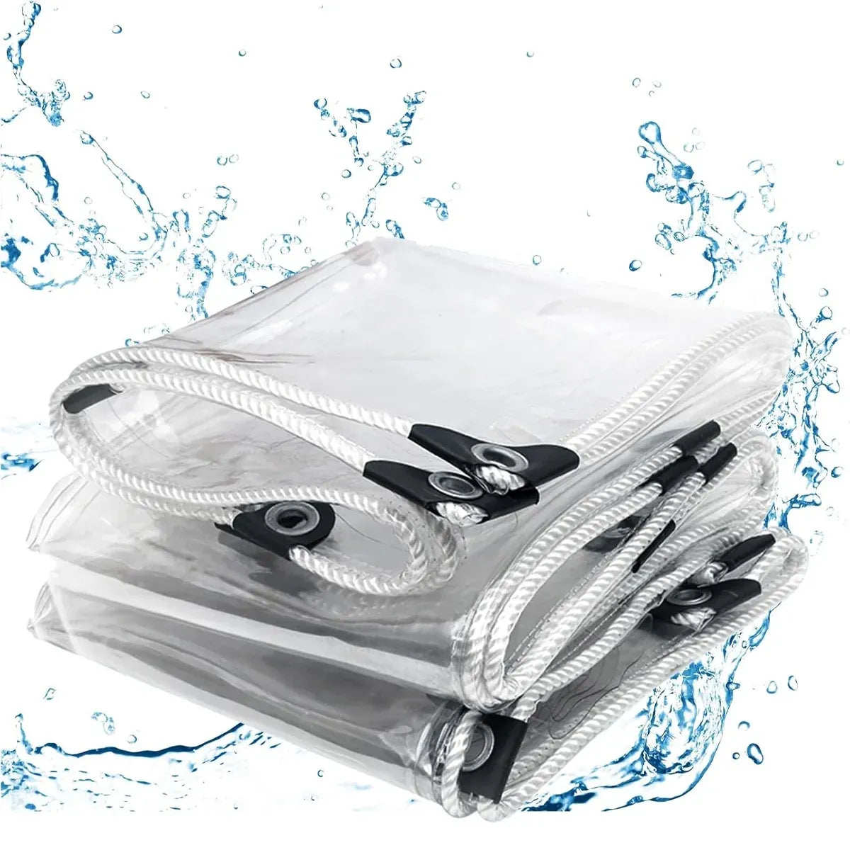 Clear PVC Tarpaulin Tarp With Grommets Heavy Duty Waterproof Patio Ground Cover