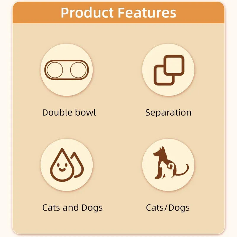 Pet Bowls Stainless Steel Double Bowl Wavy Cat Dog Feeding Dish Nonslip Base - Purple