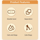 Pet Bowls Stainless Steel Double Bowl Wavy Cat Dog Feeding Dish Nonslip Base - Purple