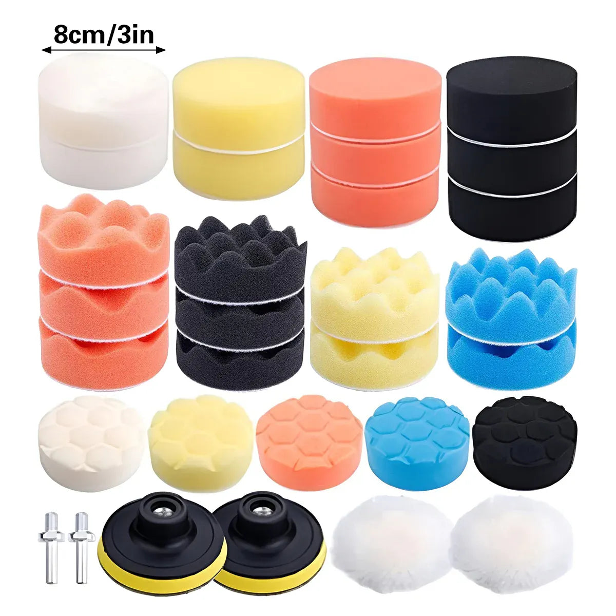 3 Inch Car Beauty Waxing Sponge Polishing Set High Density For Car Care Reusable