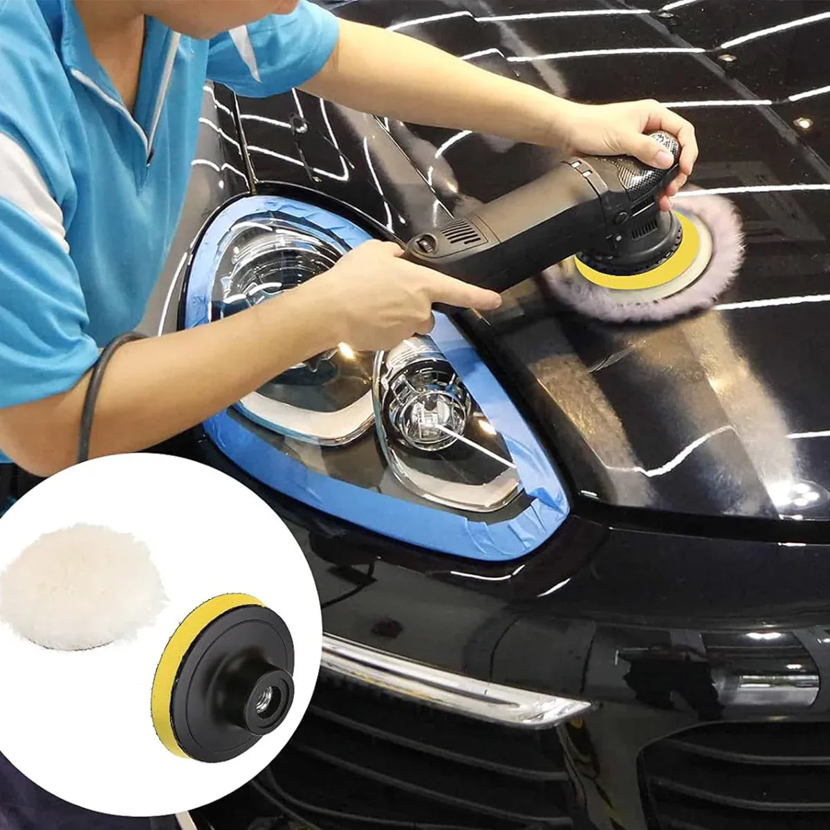 3 Inch Car Beauty Waxing Sponge Polishing Set High Density For Car Care Reusable