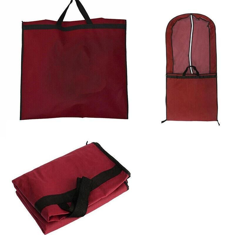 Wedding Dress Garment Bag 180cm Long Bridal Gown Storage Dustproof Cover Zipper - Wine Red