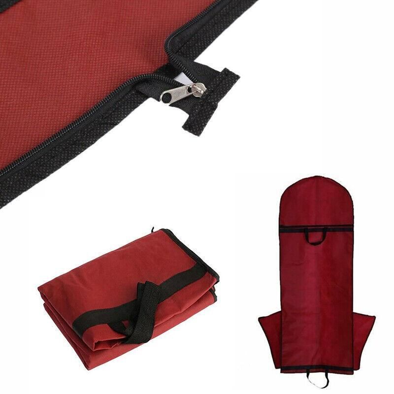 Wedding Dress Garment Bag 180cm Long Bridal Gown Storage Dustproof Cover Zipper - Wine Red