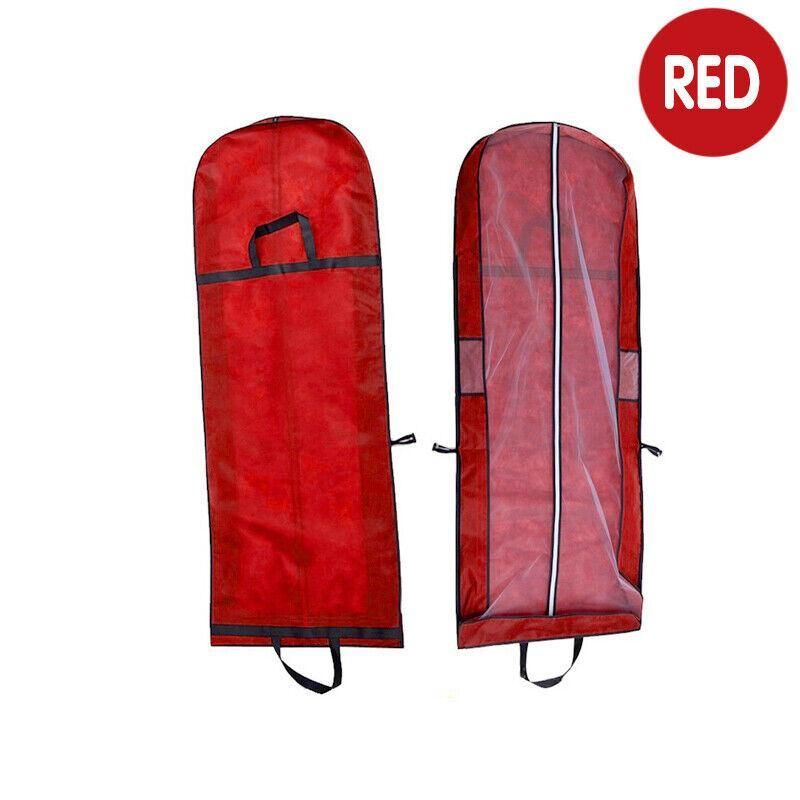 Wedding Dress Garment Bag 180cm Long Bridal Gown Storage Dustproof Cover Zipper - Wine Red