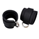 2PCS Weight Lifting Ankle D-Ring Strap Pulley Cable Kickbacks Attachment Gym Leg - Black