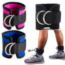 2PCS Weight Lifting Ankle D-Ring Strap Pulley Cable Kickbacks Attachment Gym Leg - Black