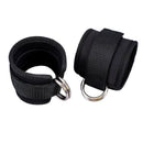 2PCS Weight Lifting Ankle D-Ring Strap Pulley Cable Kickbacks Attachment Gym Leg - Black