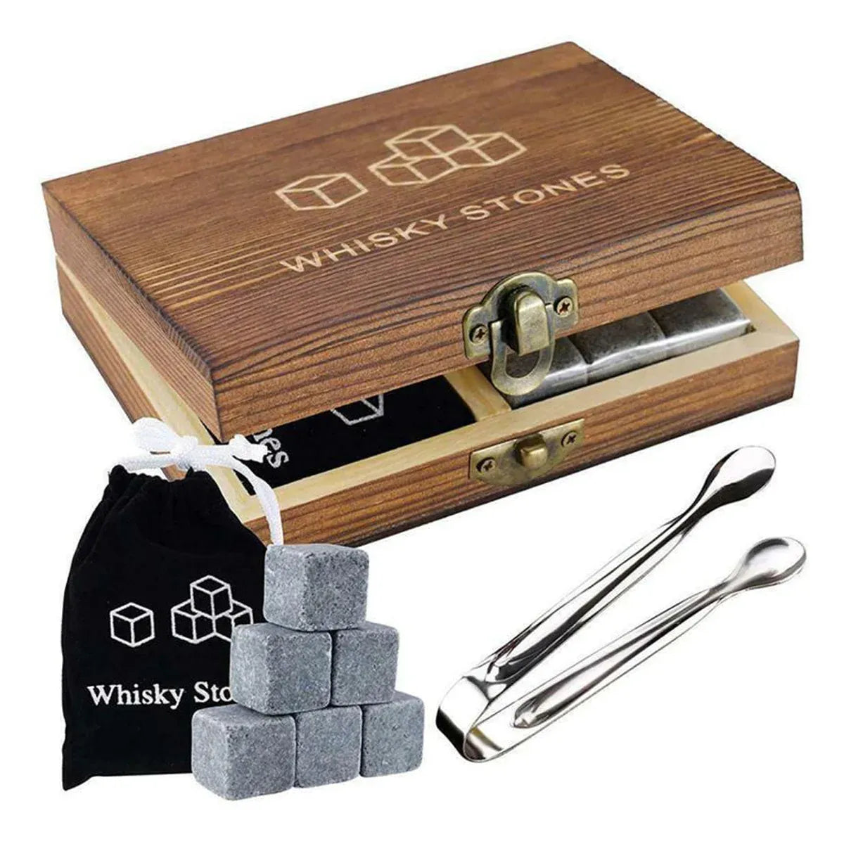 Ice Wine Stone Wooden Box Wine Set Wine Accessory Gift Box Portable Storage