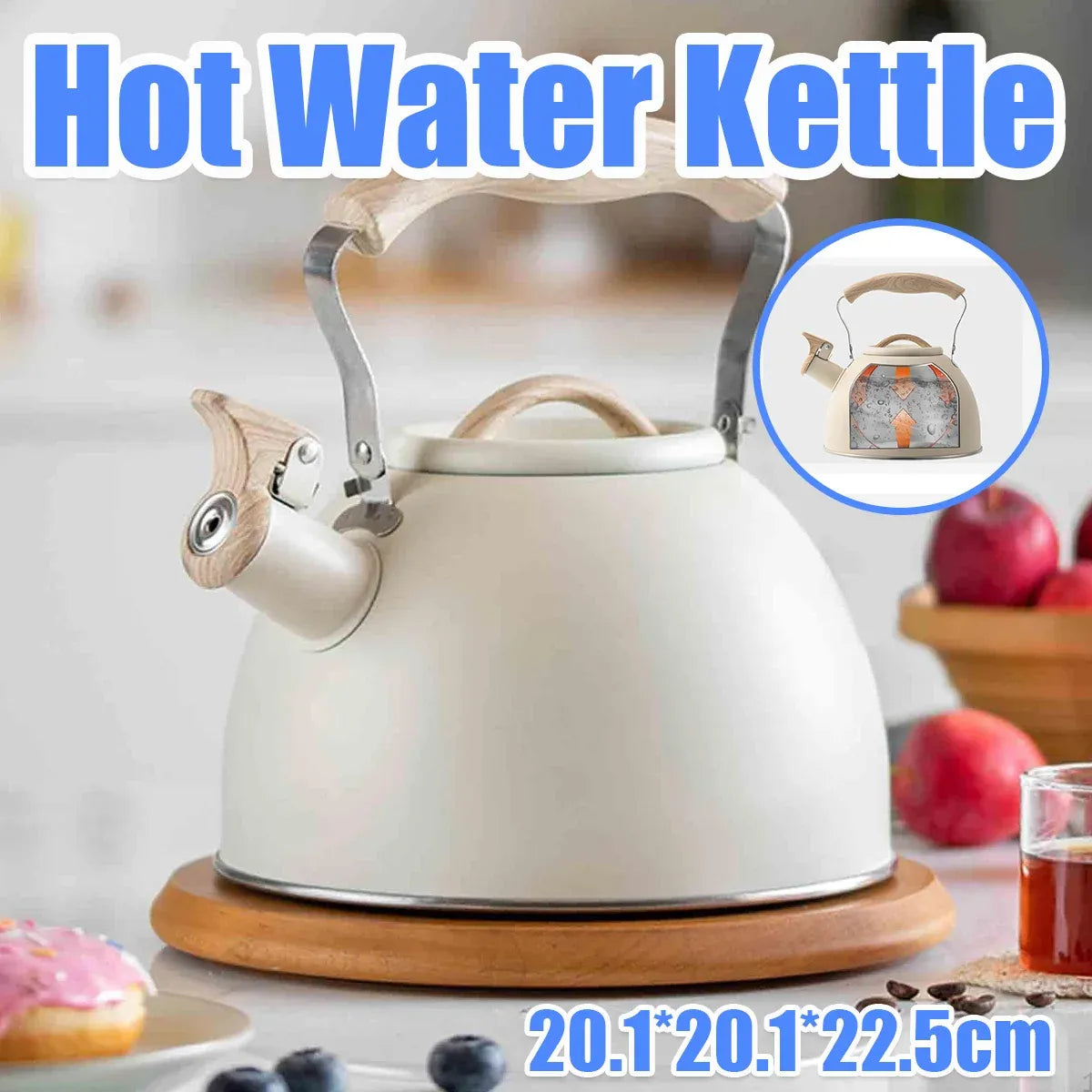Off White Kettle Whistling Kettle Stainless Steel Stovetop Kitchen Cookware