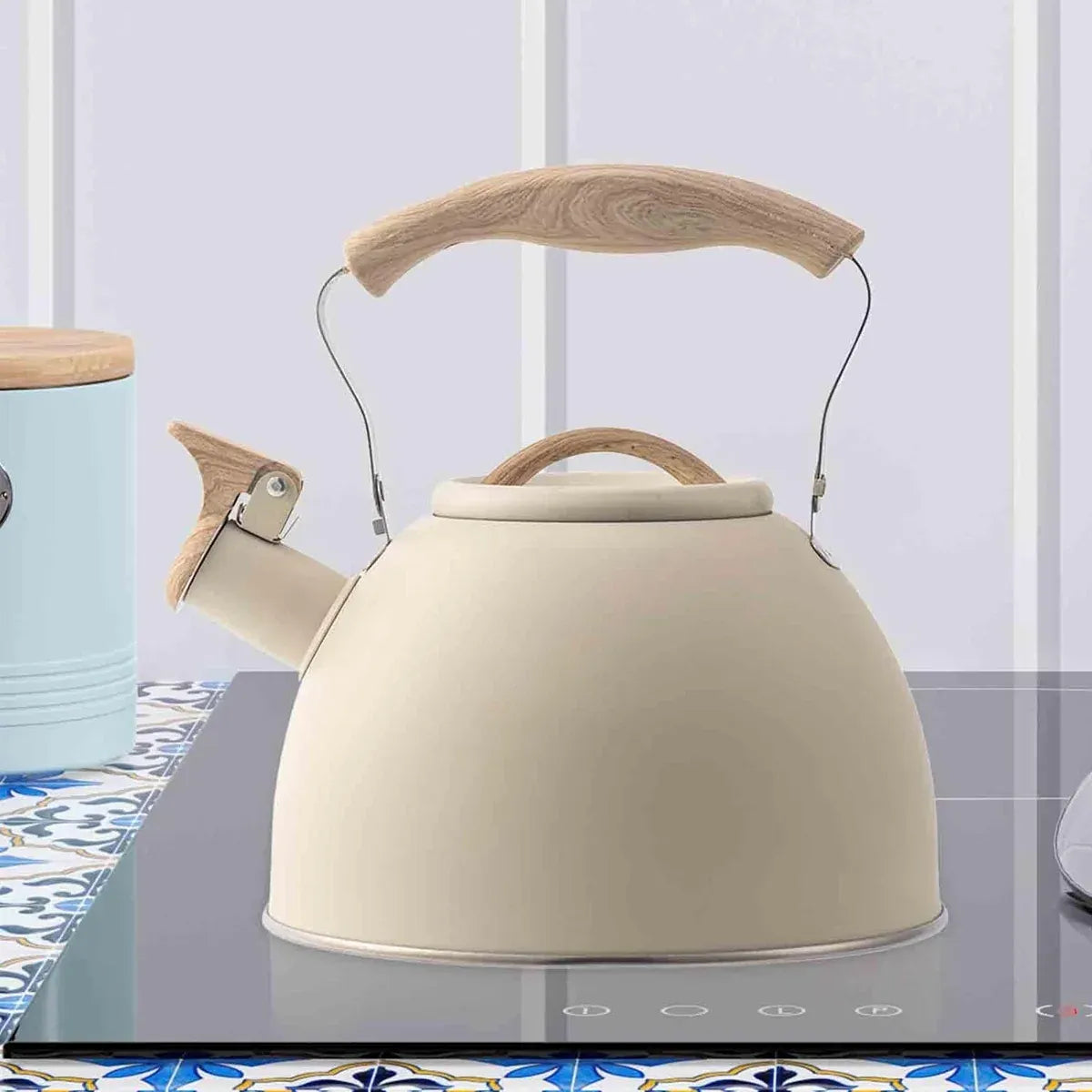 Off White Kettle Whistling Kettle Stainless Steel Stovetop Kitchen Cookware