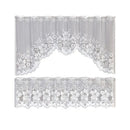 White Lace Window Curtain Short Tier Panel for Kitchen Bathroom - Morning glory