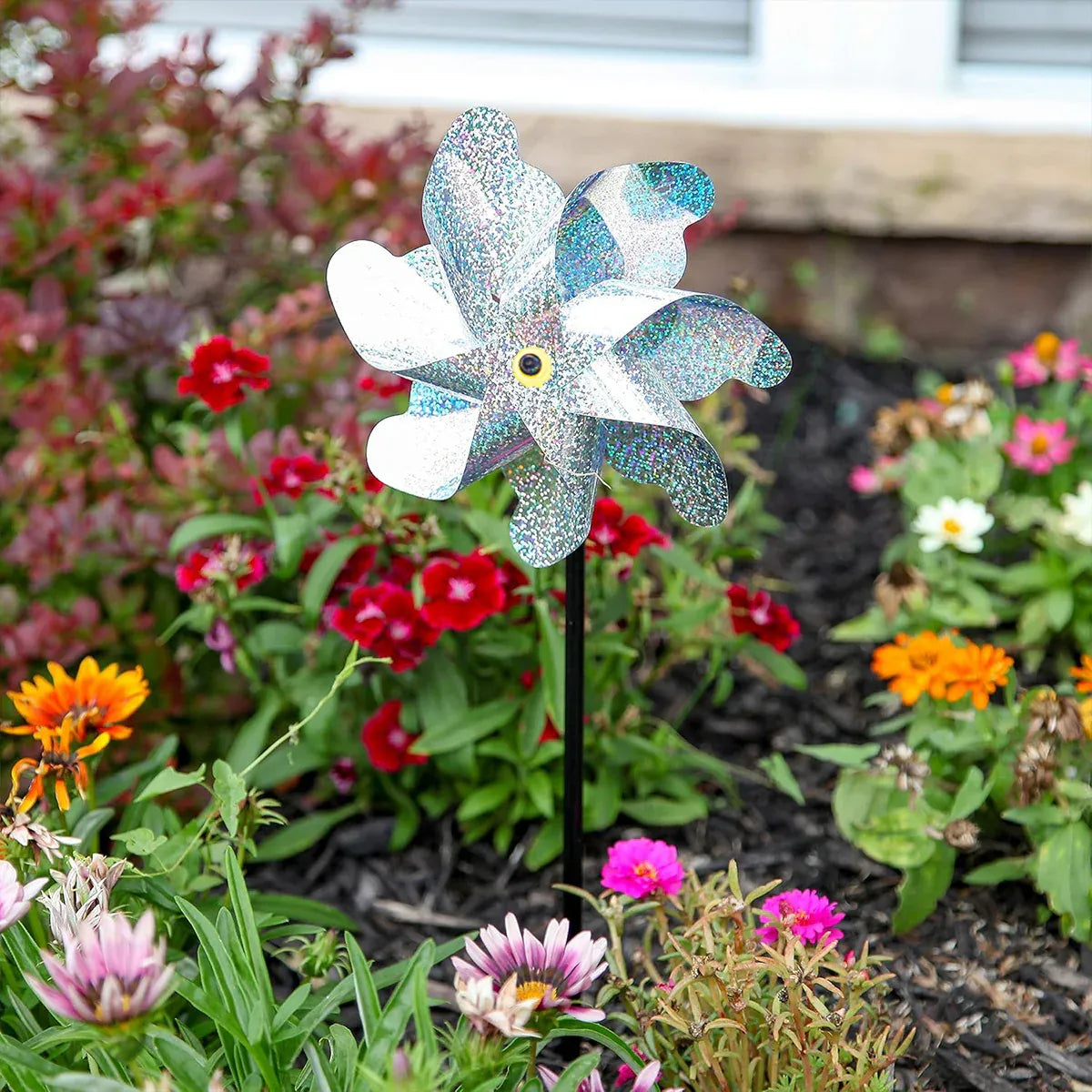 10PCS Reflective Windmill Bird Repeller Garden Stake Spinner Outdoor Plant Protection