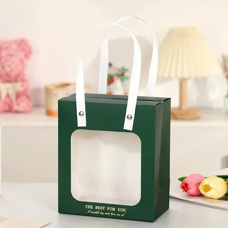 20pcs Translucent Gift Bags Packaging Tote Birthday Party Favors Candy Bags - Green-M Size