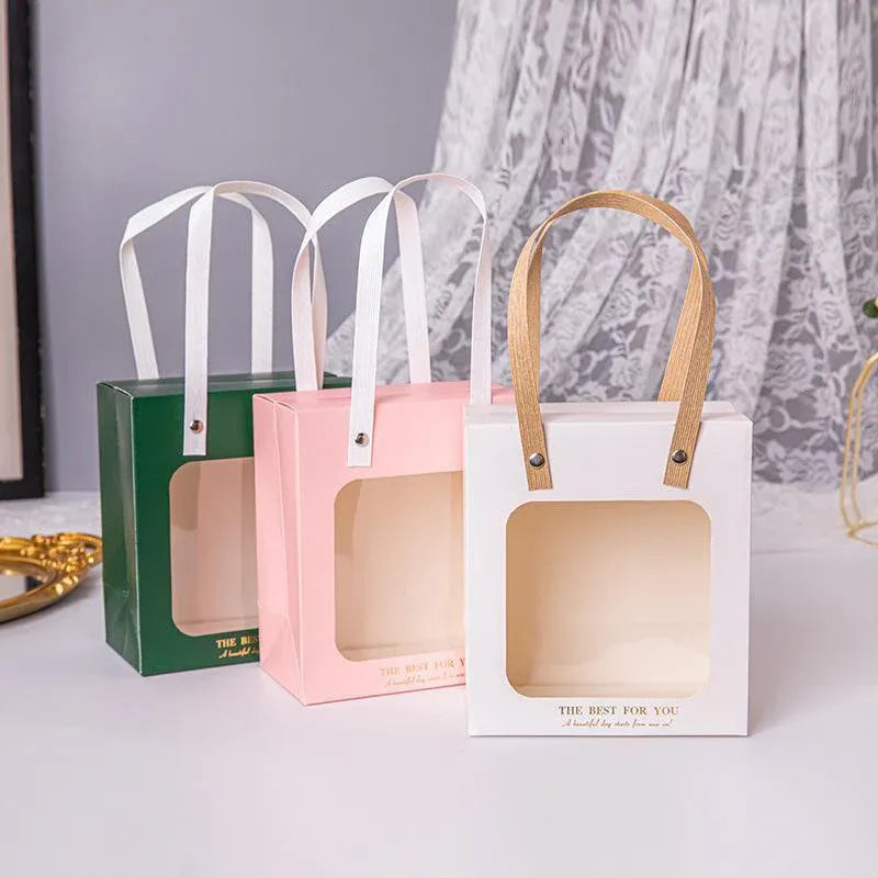 20pcs Translucent Gift Bags Packaging Tote Birthday Party Favors Candy Bags - Pink-M Size