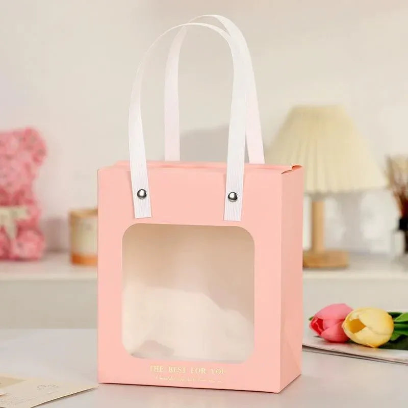 20pcs Translucent Gift Bags Packaging Tote Birthday Party Favors Candy Bags - Pink-M Size