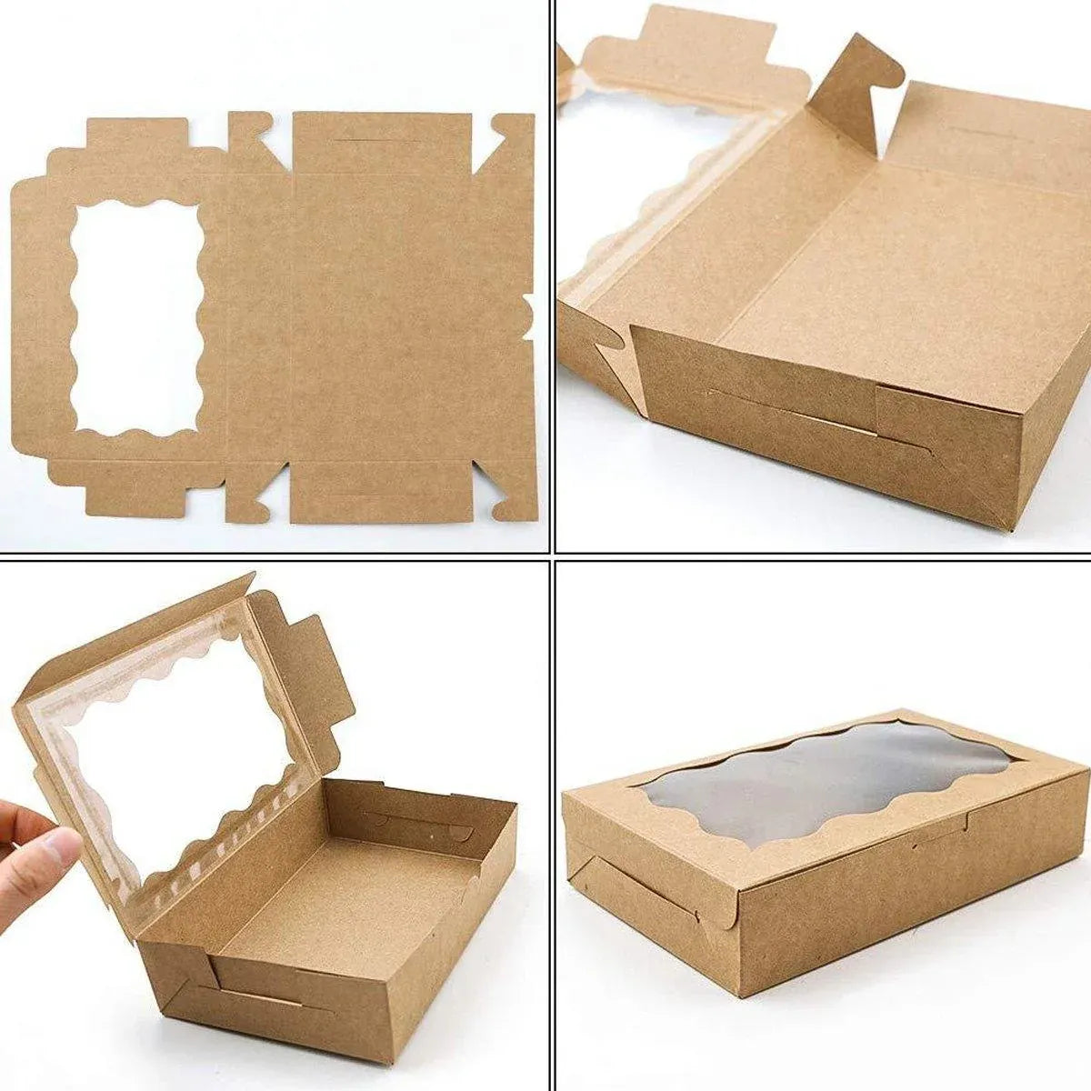 50pcs Rectangular Kraft Paper Window Box Gift Packaging Boxes Party Favors - Pink