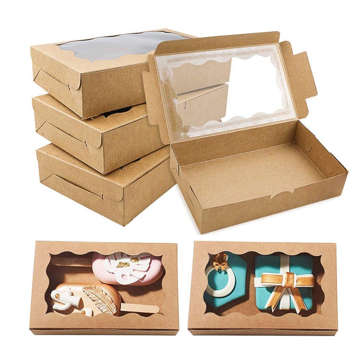 50pcs Rectangular Kraft Paper Window Box Gift Packaging Boxes Party Favors - Pink