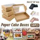 50pcs Rectangular Kraft Paper Window Box Gift Packaging Boxes Party Favors - Pink
