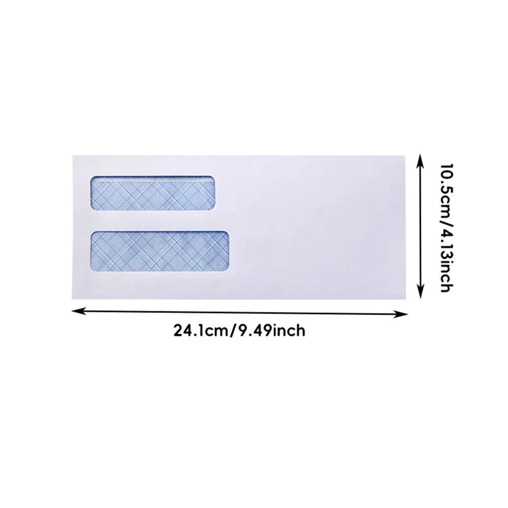 50 Pack White Double Window Business Envelopes Peel and Seal Mailing Envelopes