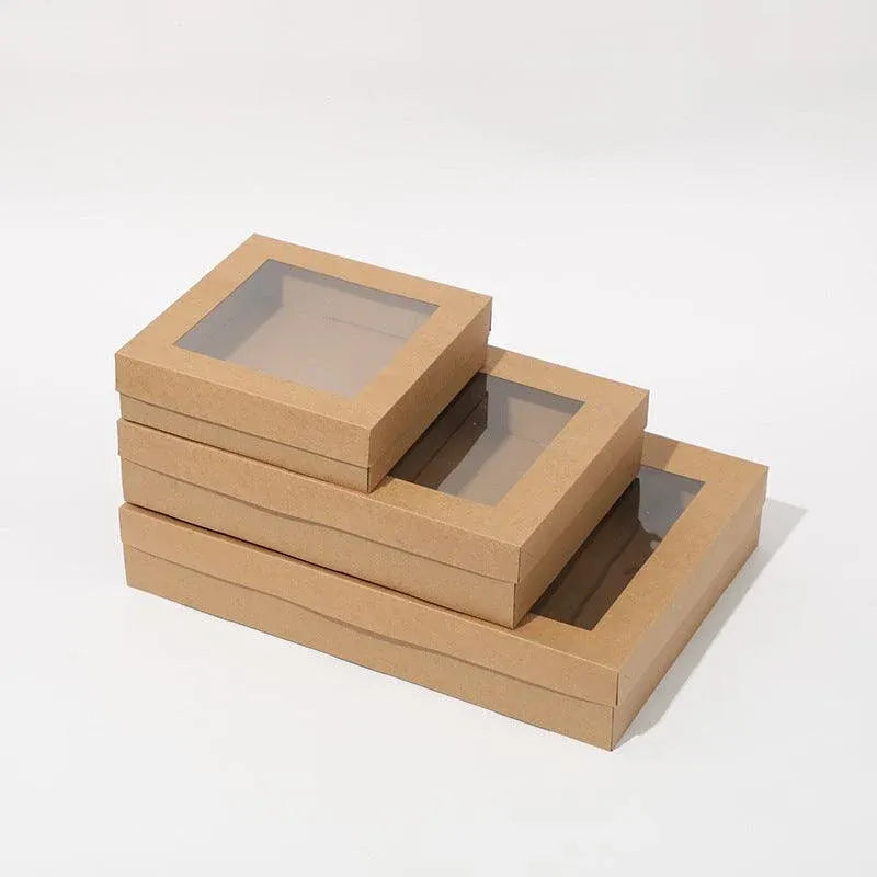 50pcs Bakery Cake Packaging Boxes with Visible Open Window Lunch Boxes - S