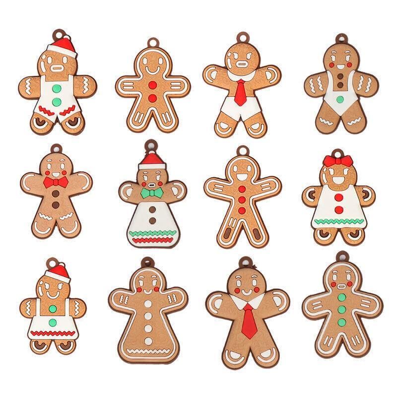 12X Gingerbread Man Xmas Tree Ornament Gift Party Hanging Pendants Window Decor - Window Decor-jbr18