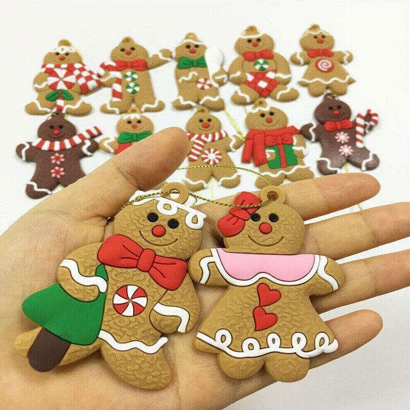 12X Gingerbread Man Xmas Tree Ornament Gift Party Hanging Pendants Window Decor - Window Decor-jbr18