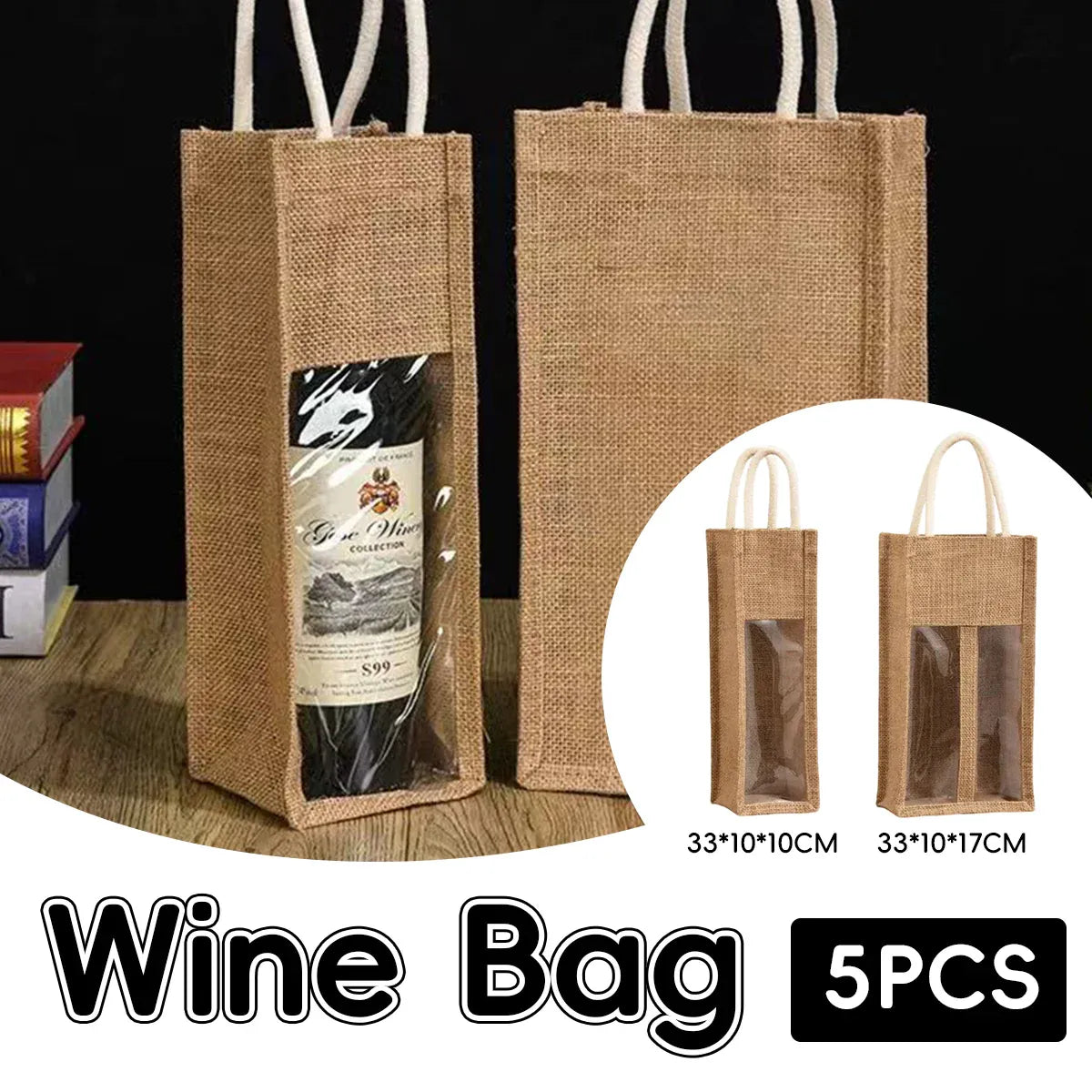 5PCS Wine Bottle Bags Tote Carrier Gift Bag Durable Single or Double Bottles - 1